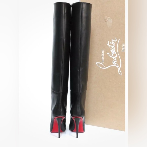 Christian Louboutin - NEW Black Leather Astrilarge Knee High Boot - Size 35.5 - Picture 8 of 12
